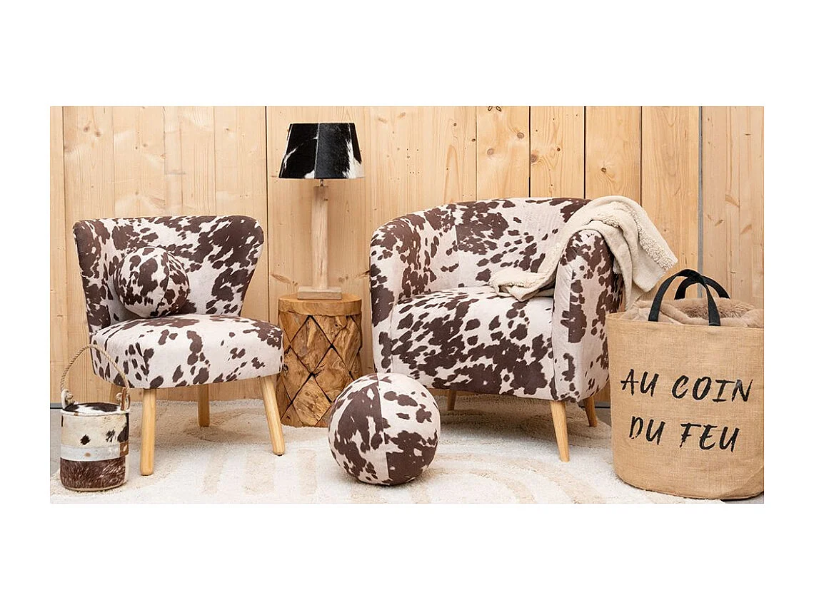 Coussin/pouf boule effet peau de vache Grand