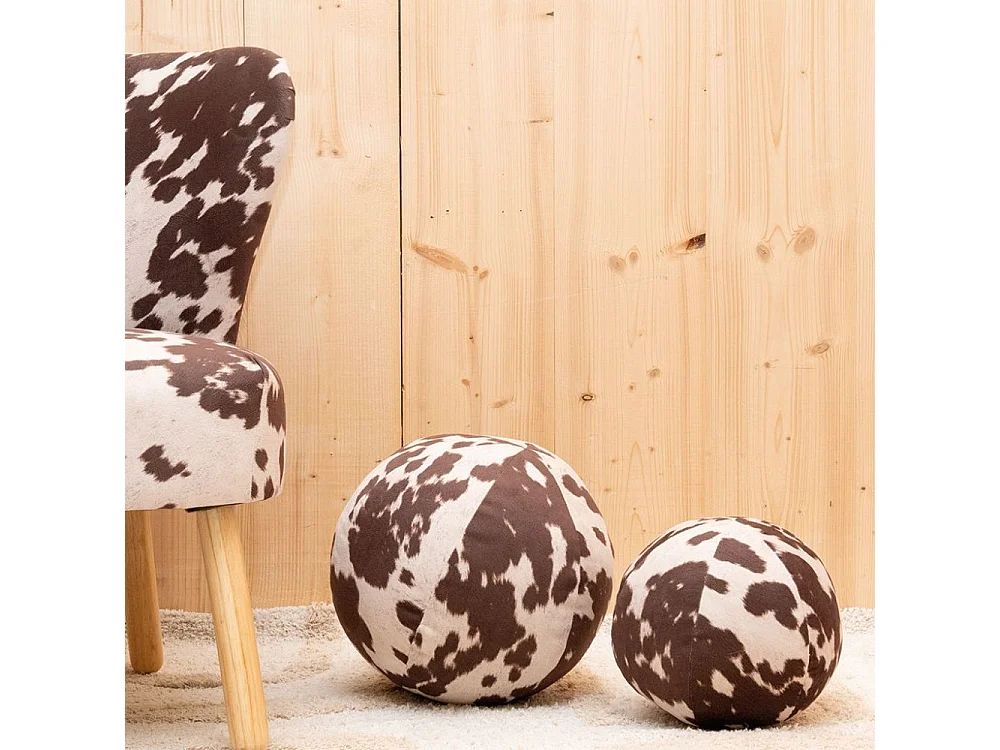 Coussin/pouf boule effet peau de vache Grand
