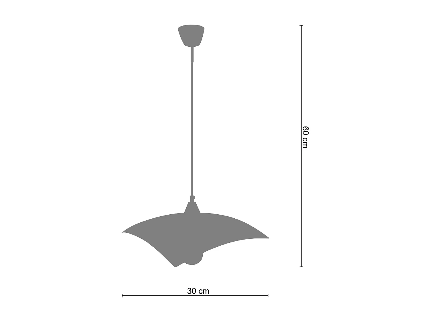 Suspension TOSEL ,verre,Gris ,H60xD 30x P 30cm