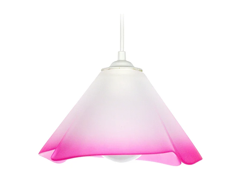 Suspension verre conique rose 70cm.