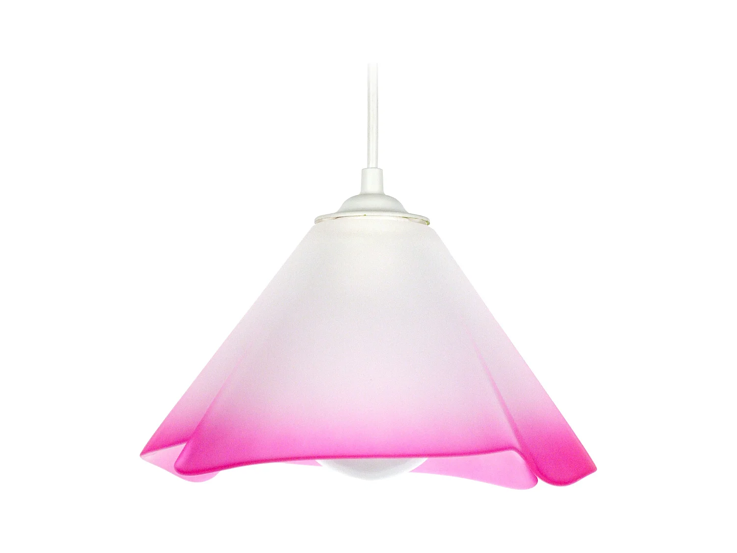 Suspension verre conique rose 70cm.