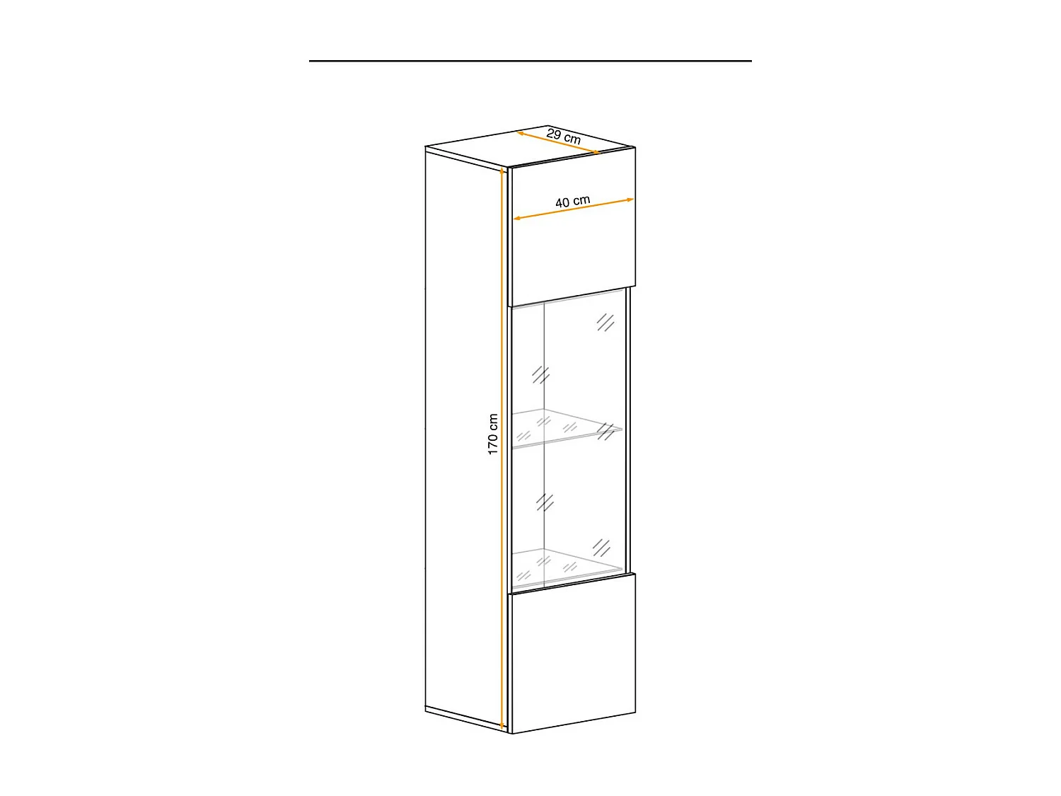 Vitrine LED Murale Design "Fly III" 170cm Noir