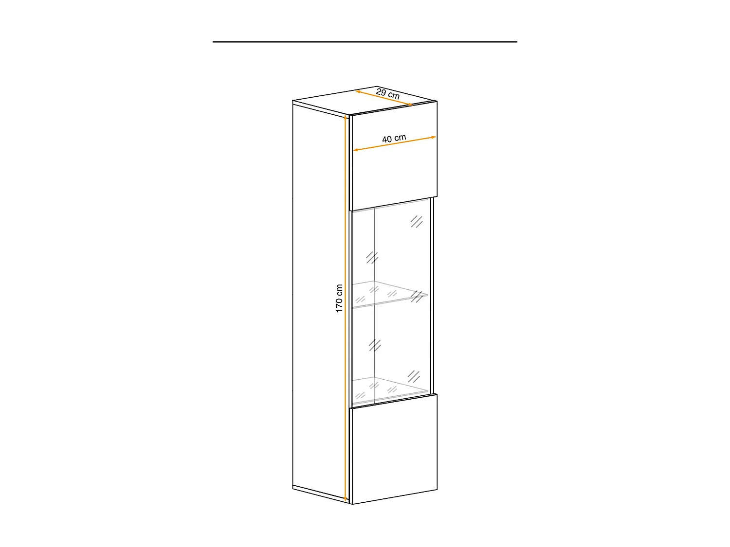 Vitrine LED Murale Design "Fly III" 170cm Noir