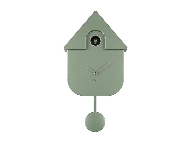 Horloge Coucou moderne H40cm vert métallique  Present Time