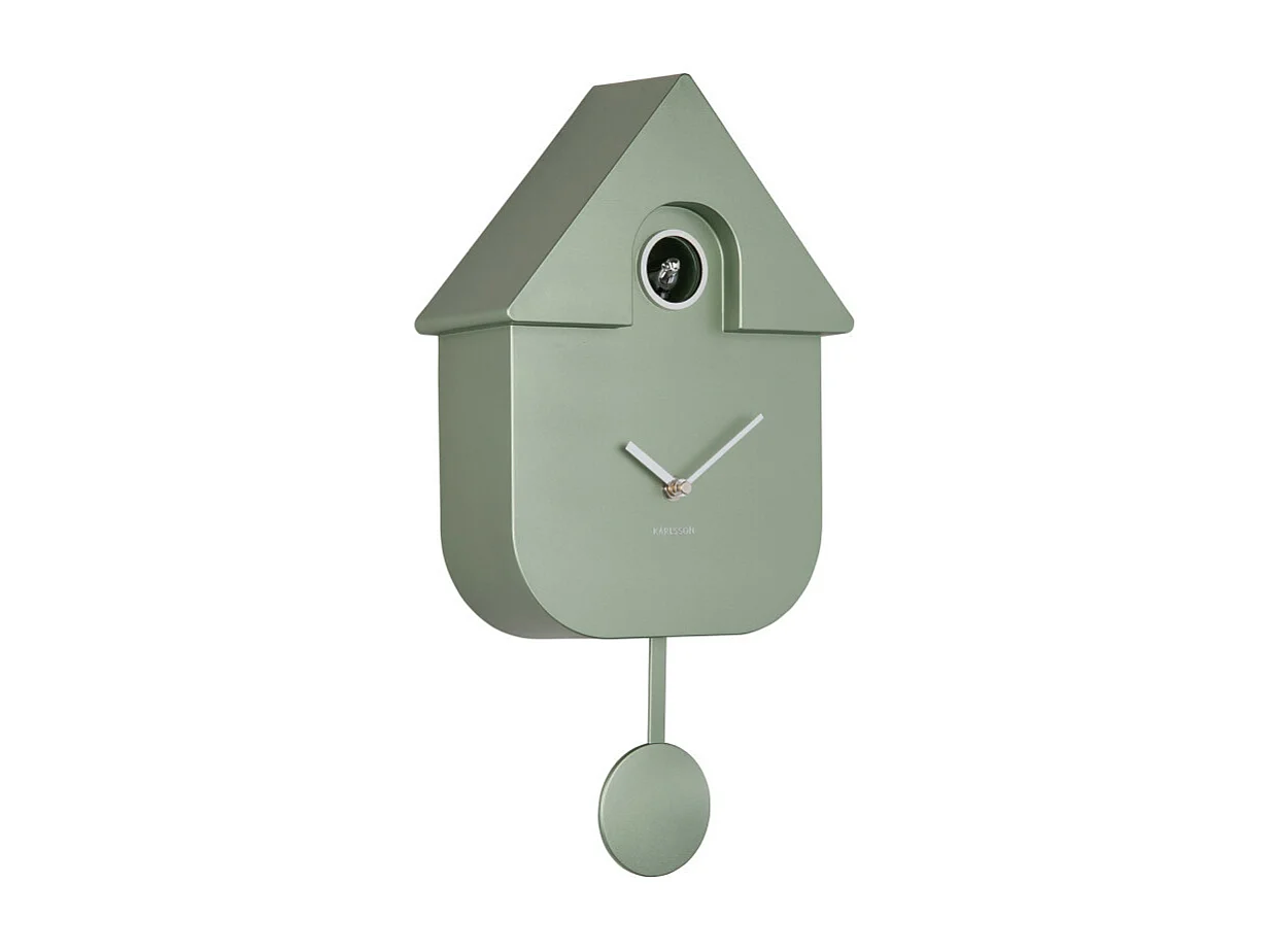 Horloge Coucou moderne H40cm vert métallique  Present Time