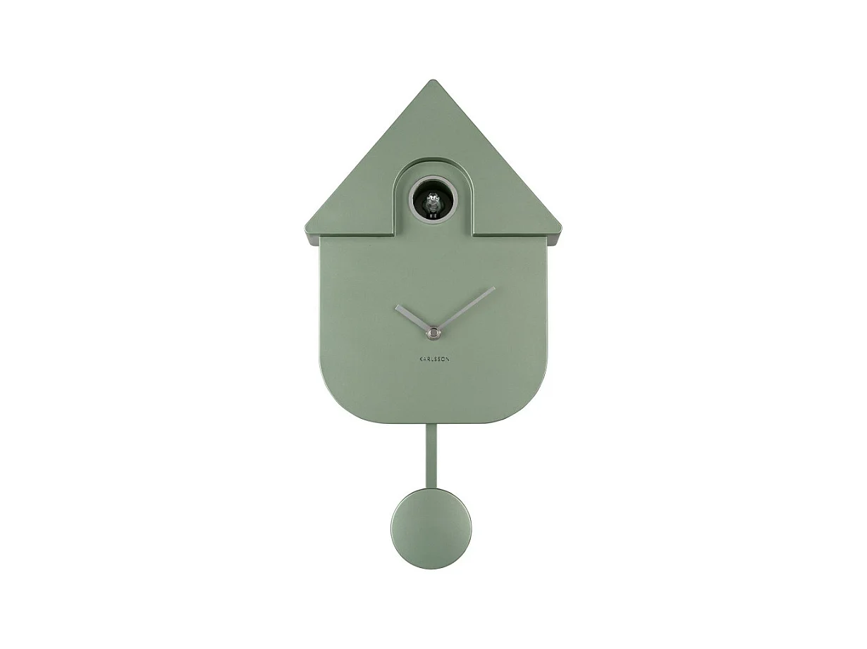 Horloge Coucou moderne H40cm vert métallique  Present Time