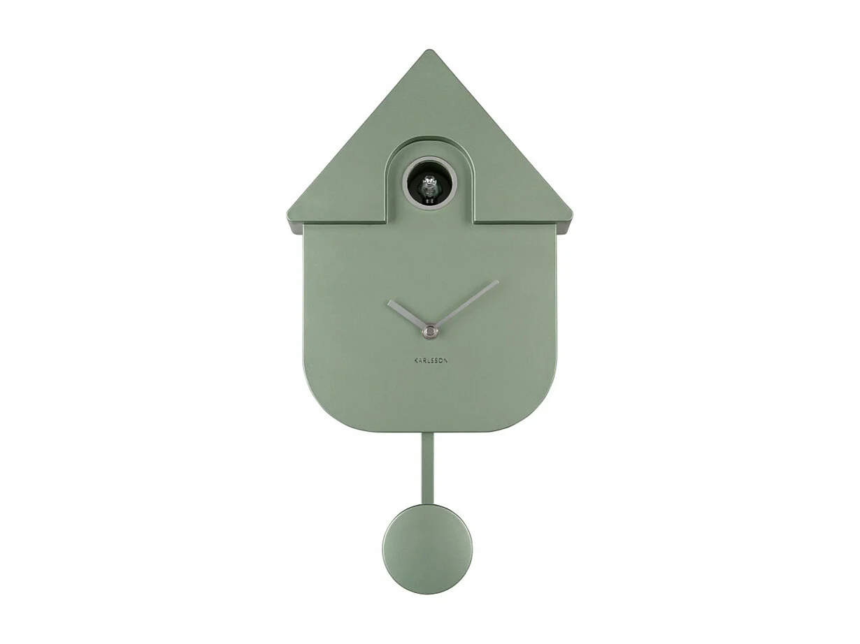 Horloge Coucou moderne H40cm vert métallique  Present Time