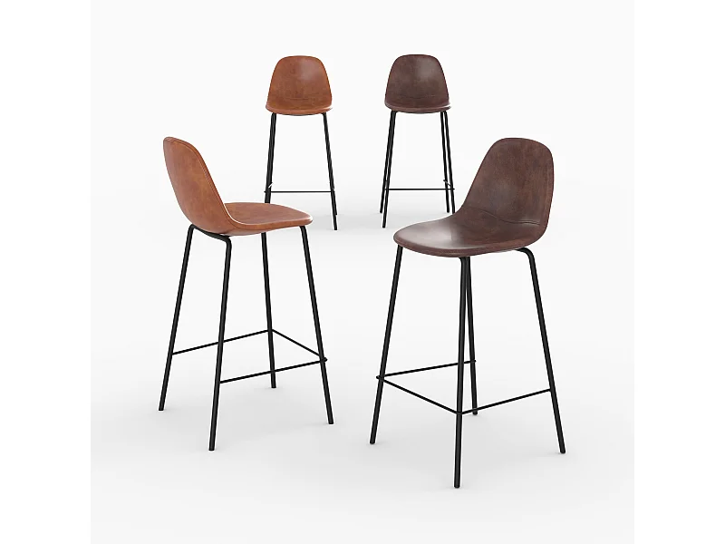 Pack 4 chaises pour îlot central camel et marron 65 cm - Henrik