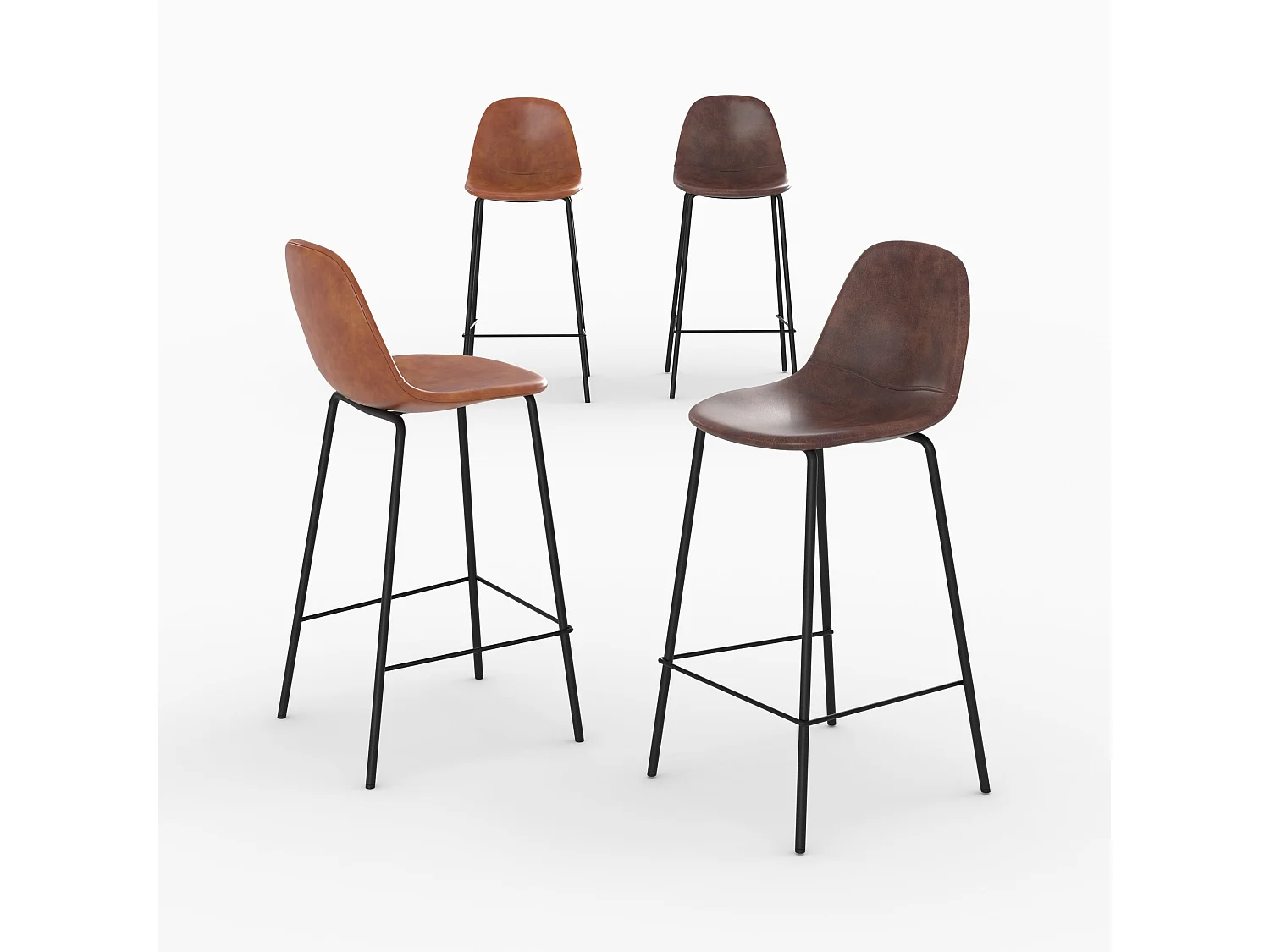 Pack di 4 sedie per isola centrale color cammello e marrone 65 cm - Henrik