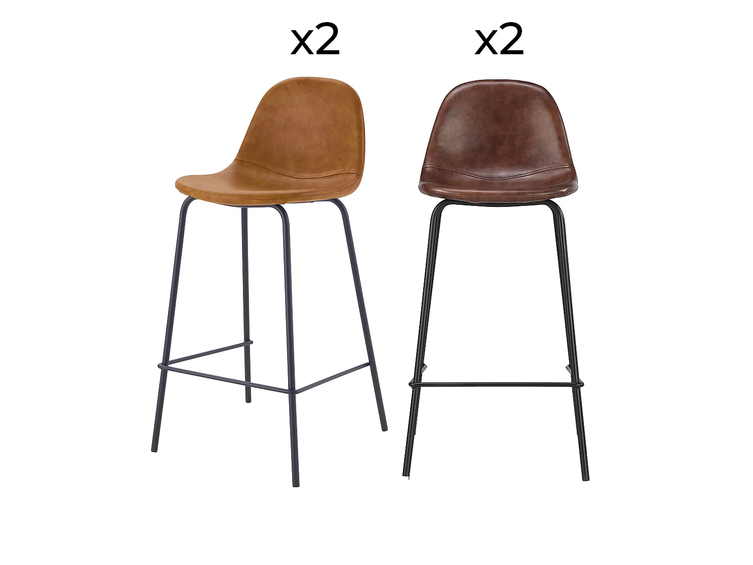 Pack 4 chaises pour îlot central camel et marron 65 cm - Henrik