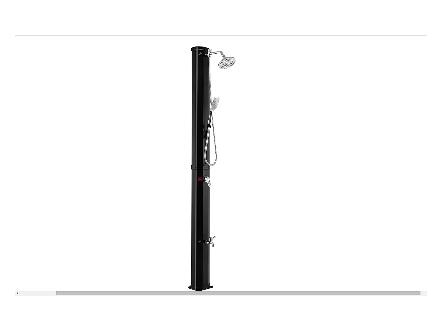 Douche Solaire de Jardin 35L 217cm avec Pommeau de Douche à Rotation Libre Rotatif à 360° Température et Pression Réglables pour Cour, Noir