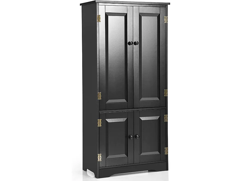 Vintage zwarte MDF opbergkast met 2 planken verstelbaar in 5 posities en anti-dumping-apparaat, 58,5 x 31,5 x 123 cm, voor woonkamer, slaapkamer, kantoor