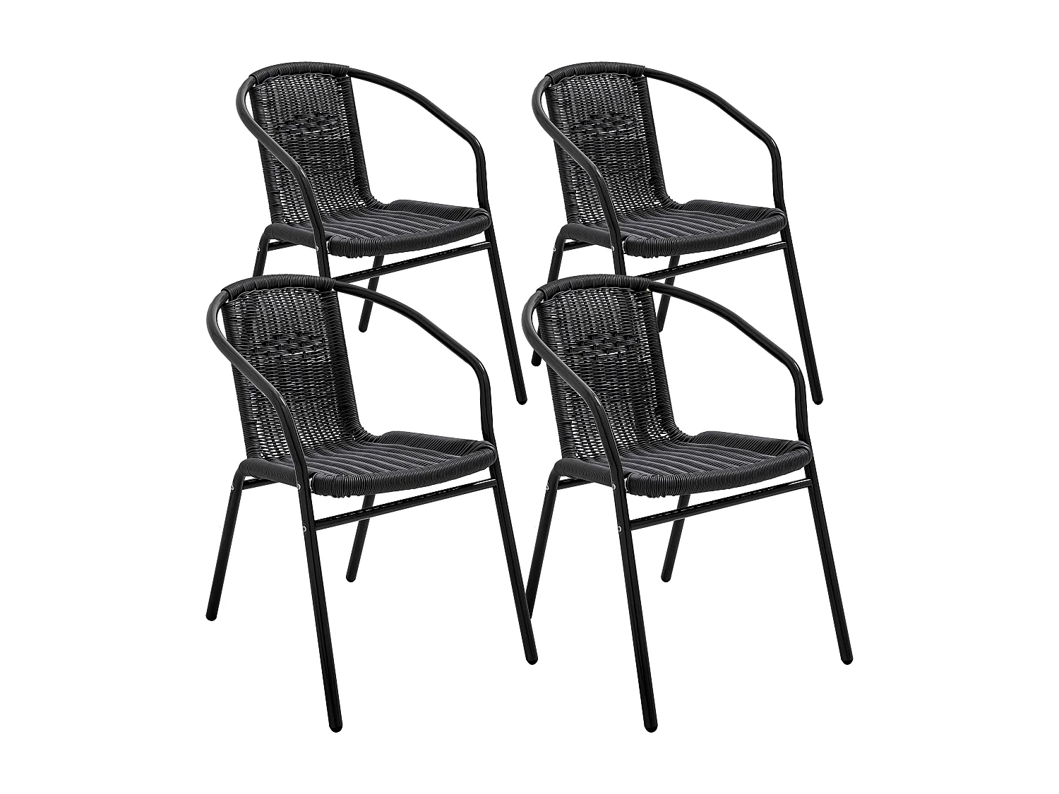 Lot de 4 fauteuils de jardin aluminium et résine noir