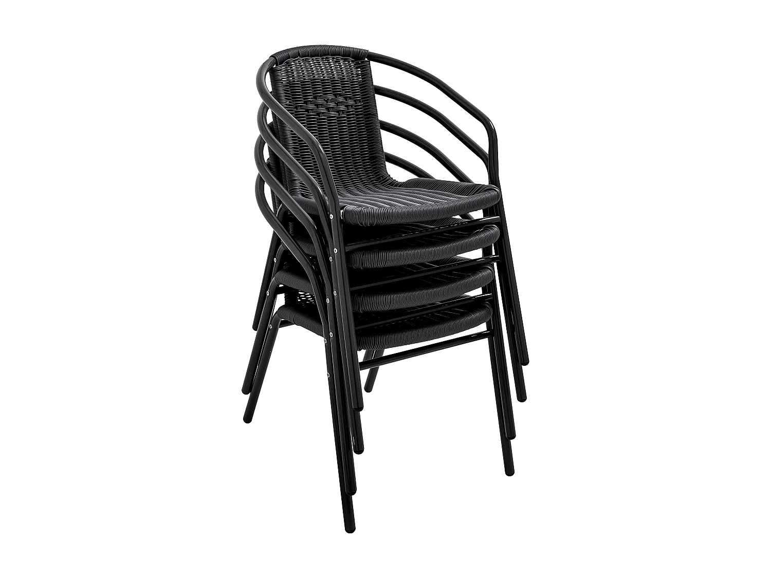 Lot de 4 fauteuils de jardin aluminium et résine noir
