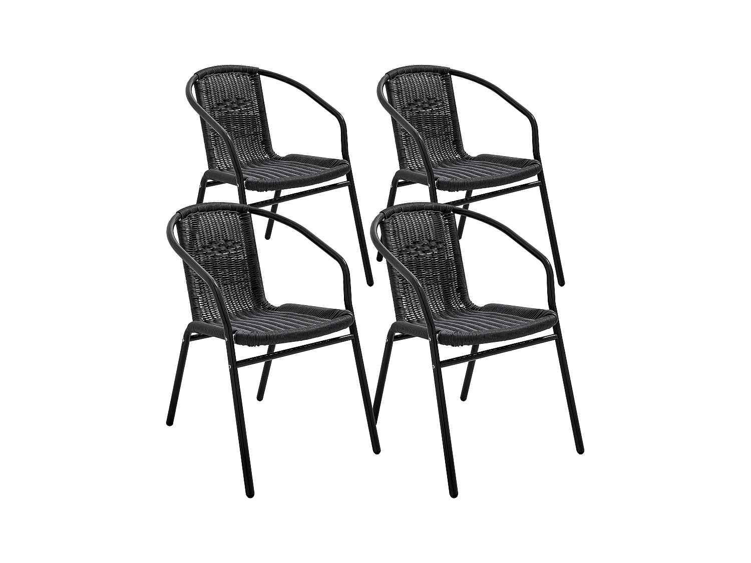 Lot de 4 fauteuils de jardin aluminium et résine noir