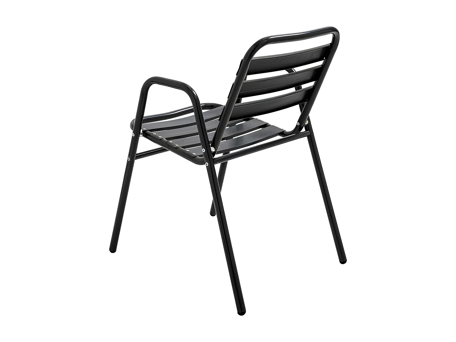 Set van 4 zwarte aluminium tuinfauteuils