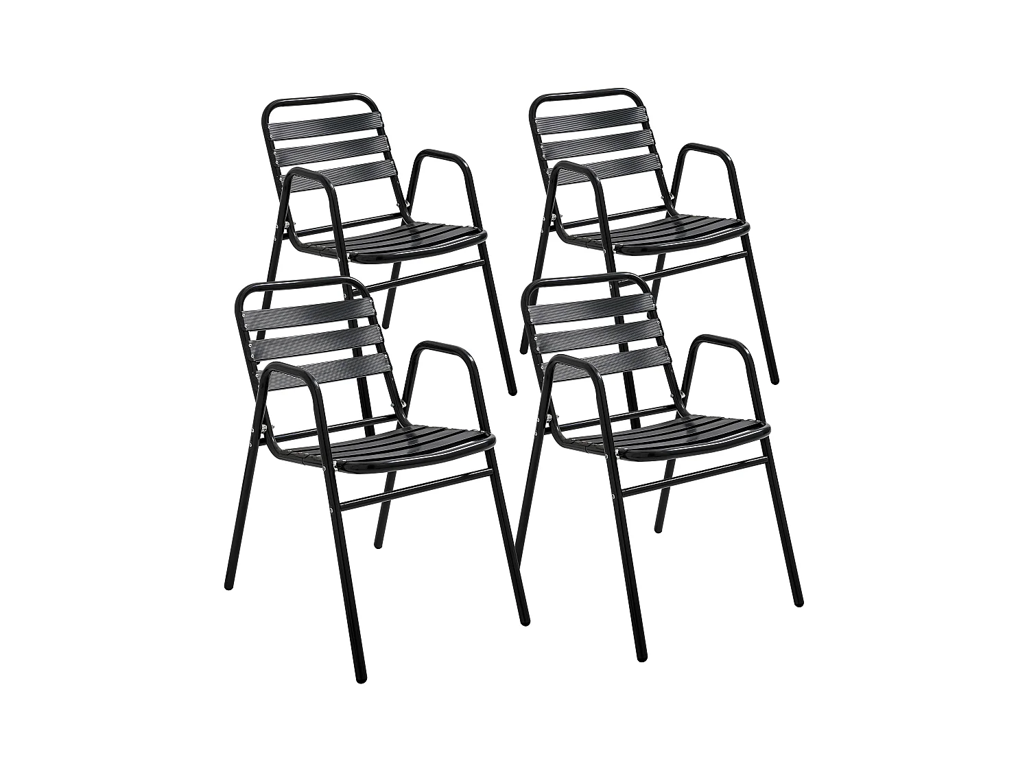 Lot de 4 fauteuils de jardin aluminium noir