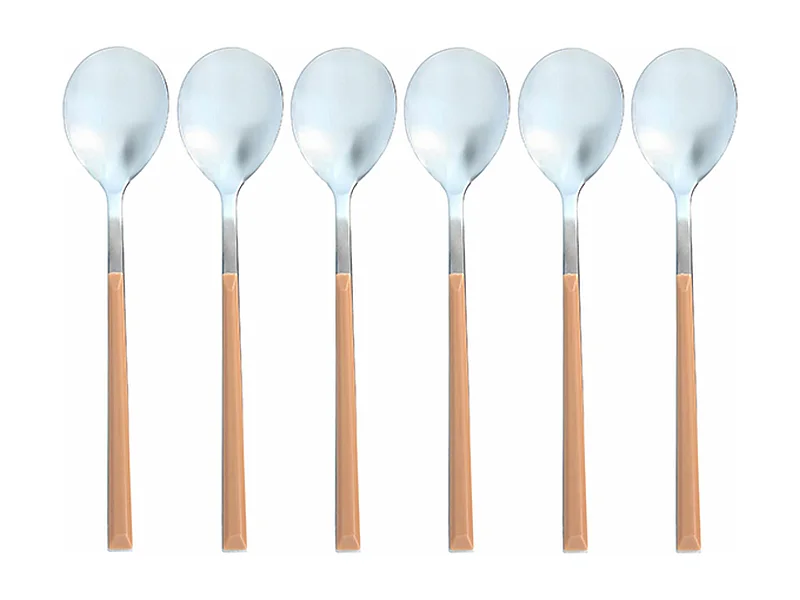 Novastyl - Lot 6 Cuilleres De Table Colorama 21.5cm En Acier Inoxydable Noisette