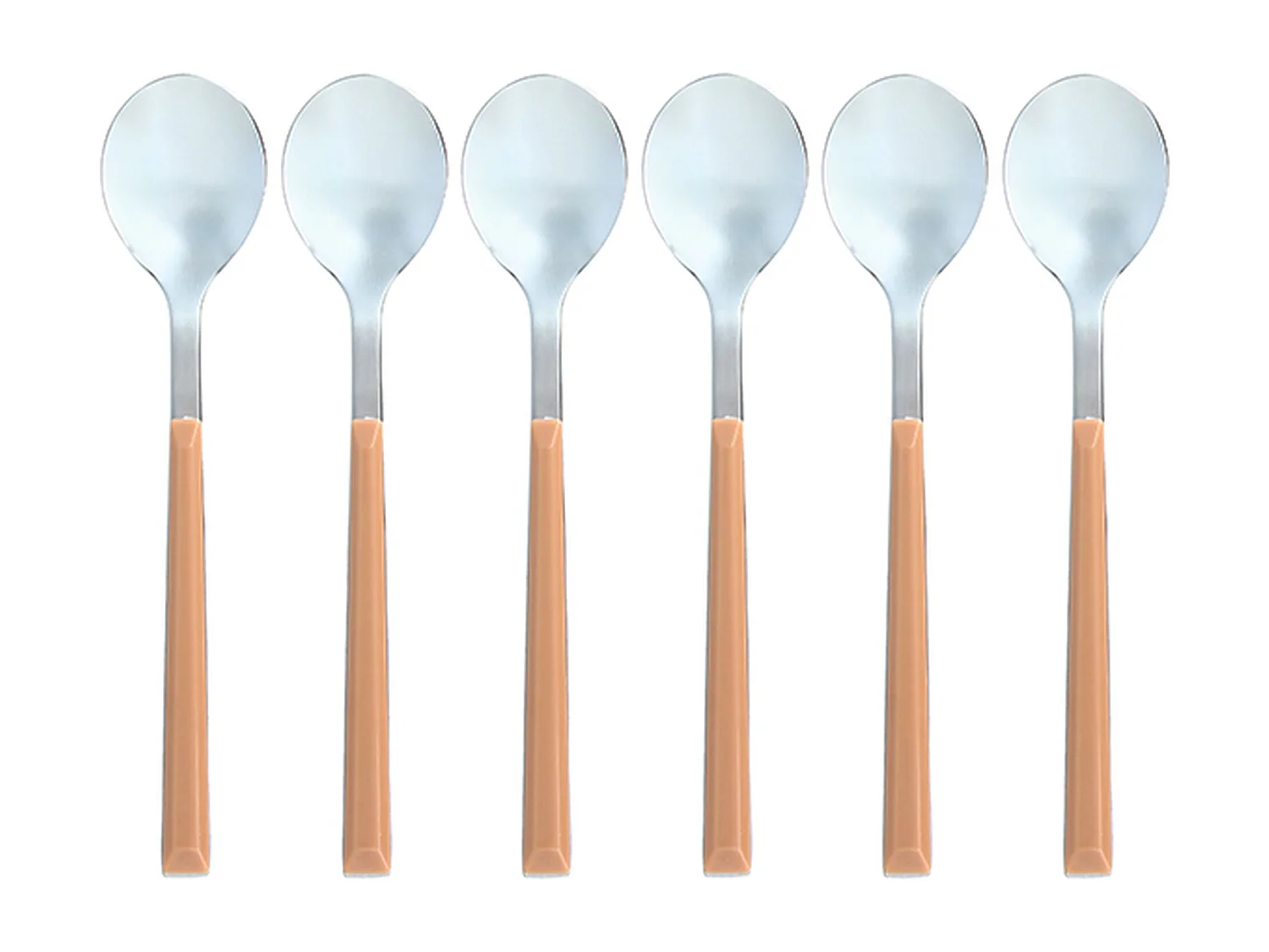 Novastyl - Lot 6 Cuilleres A Cafe Colorama 16.5cm En Acier Inoxydable Noisette