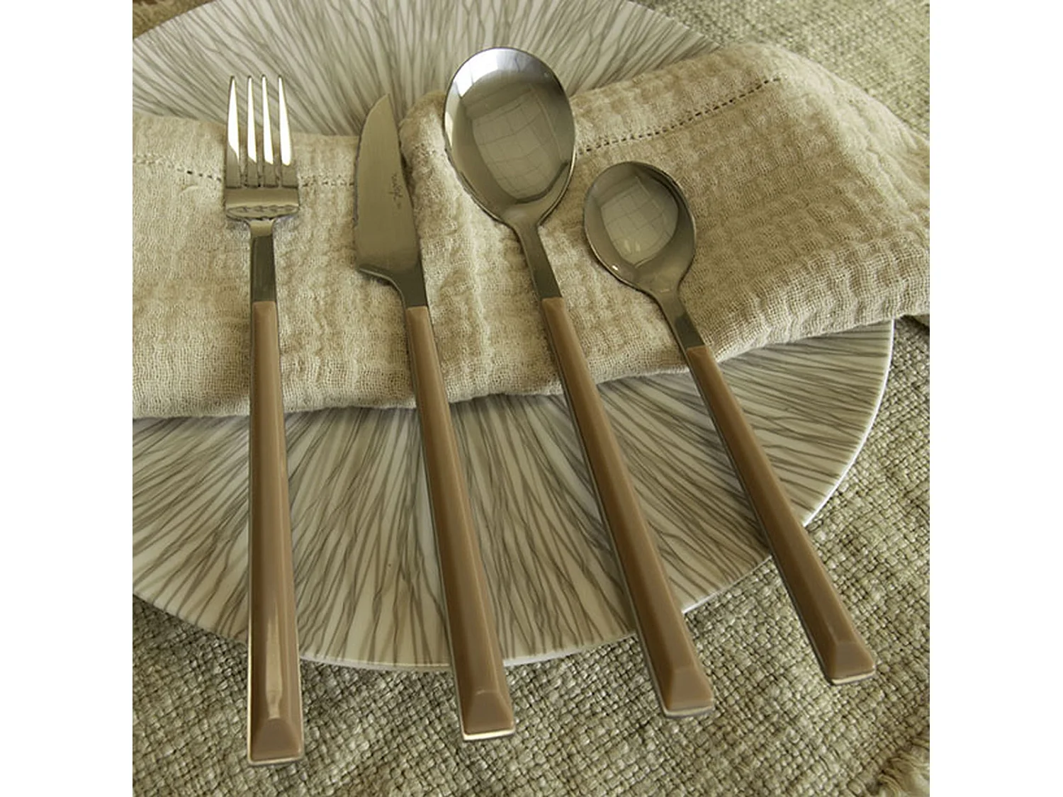 Novastyl - Lot 6 Cuilleres A Cafe Colorama 16.5cm En Acier Inoxydable Noisette