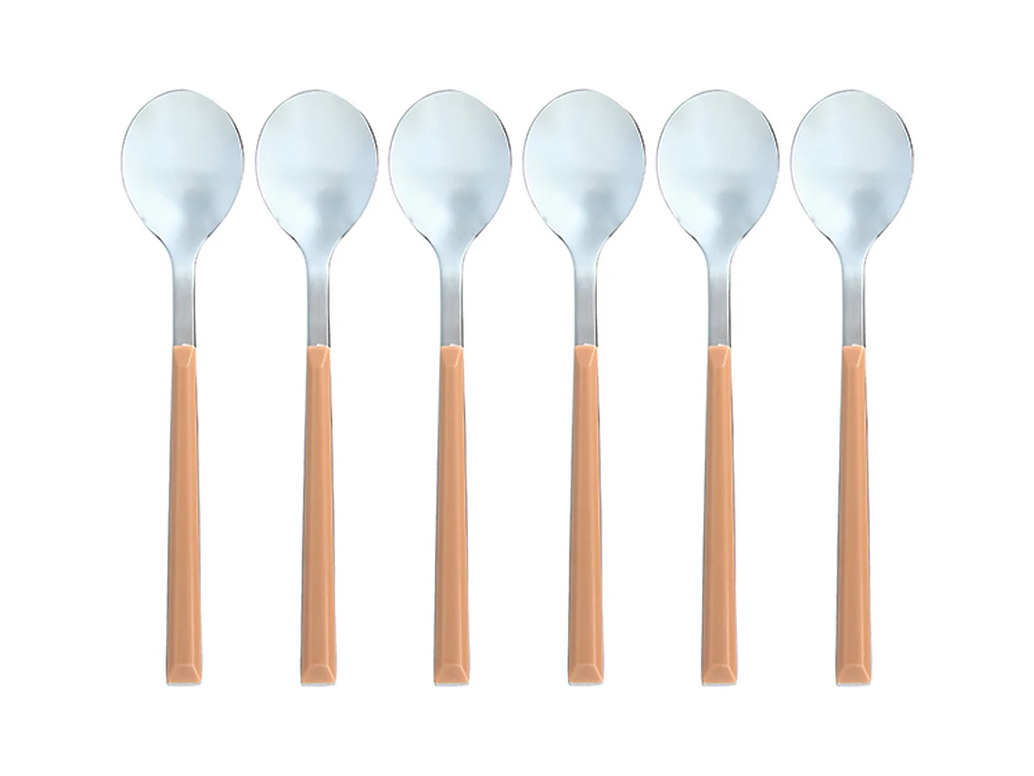 Novastyl - Lot 6 Cuilleres A Cafe Colorama 16.5cm En Acier Inoxydable Noisette