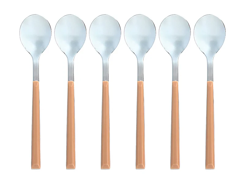Novastyl - Lot 6 Cuilleres A Cafe Colorama 16.5cm En Acier Inoxydable Noisette