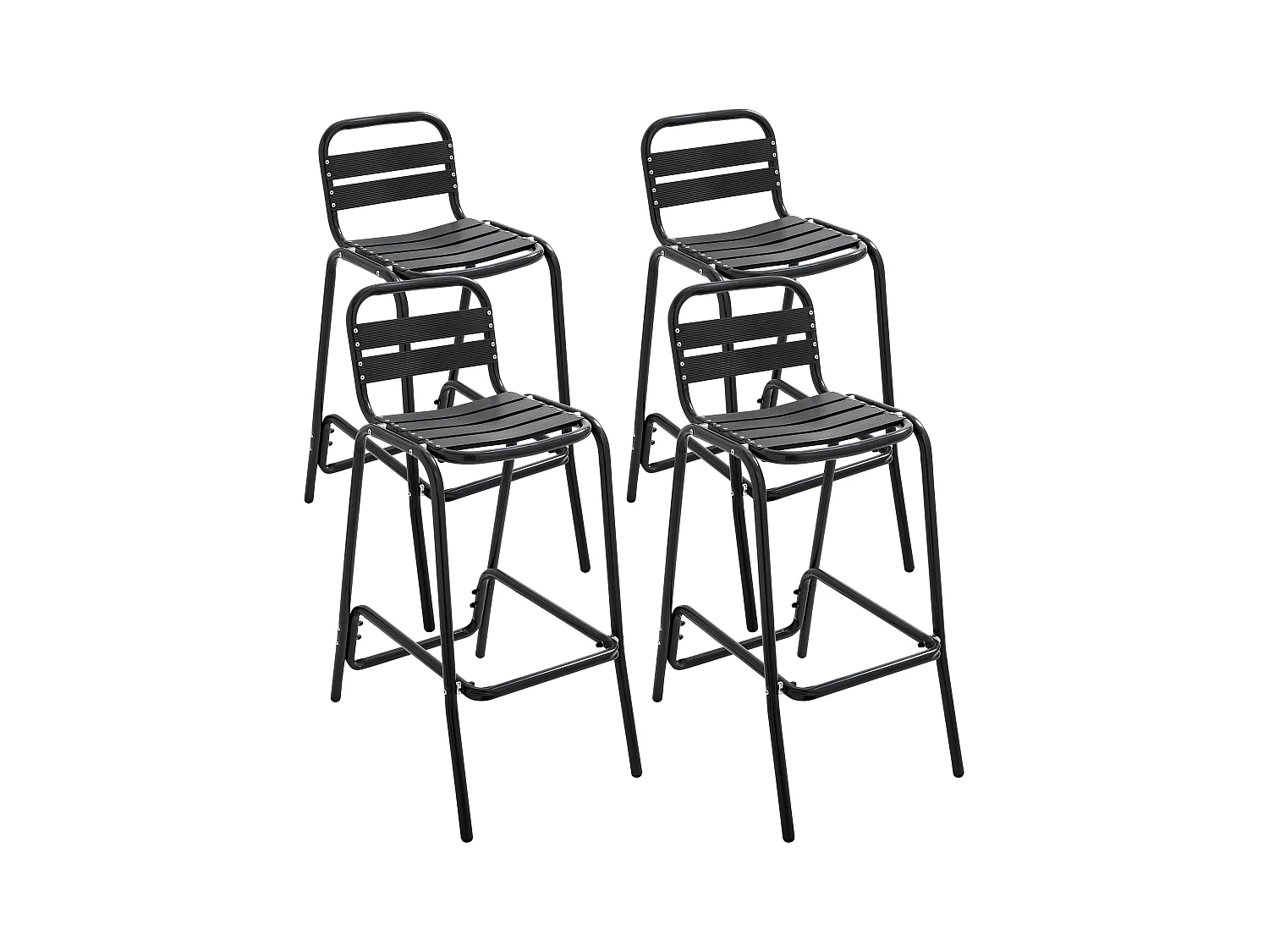 Lot de 4 chaises haute en aluminium noir