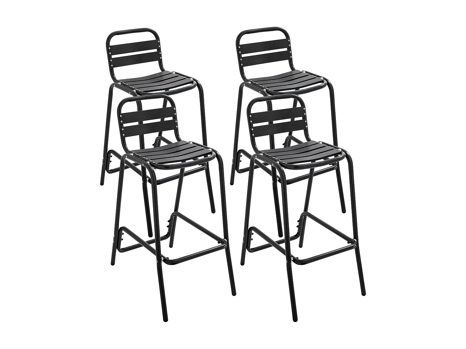 Lot de 4 chaises haute en aluminium noir