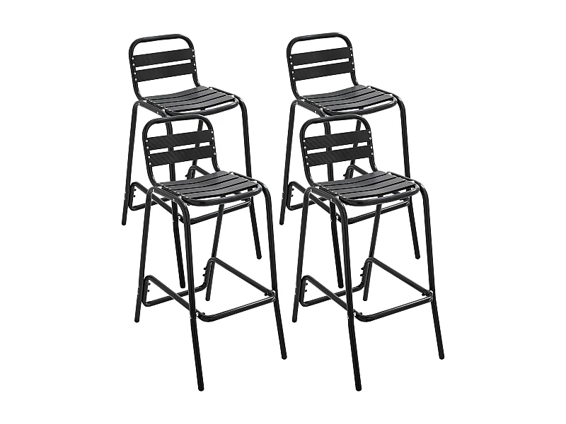 Lot de 4 chaises haute en aluminium noir