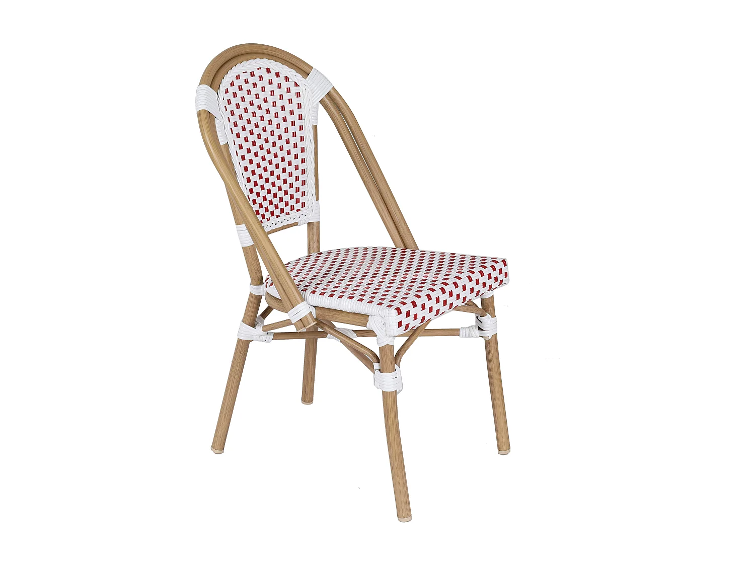 Set van wit marmeren verstelbare terrastafel en 2 rode stoelen