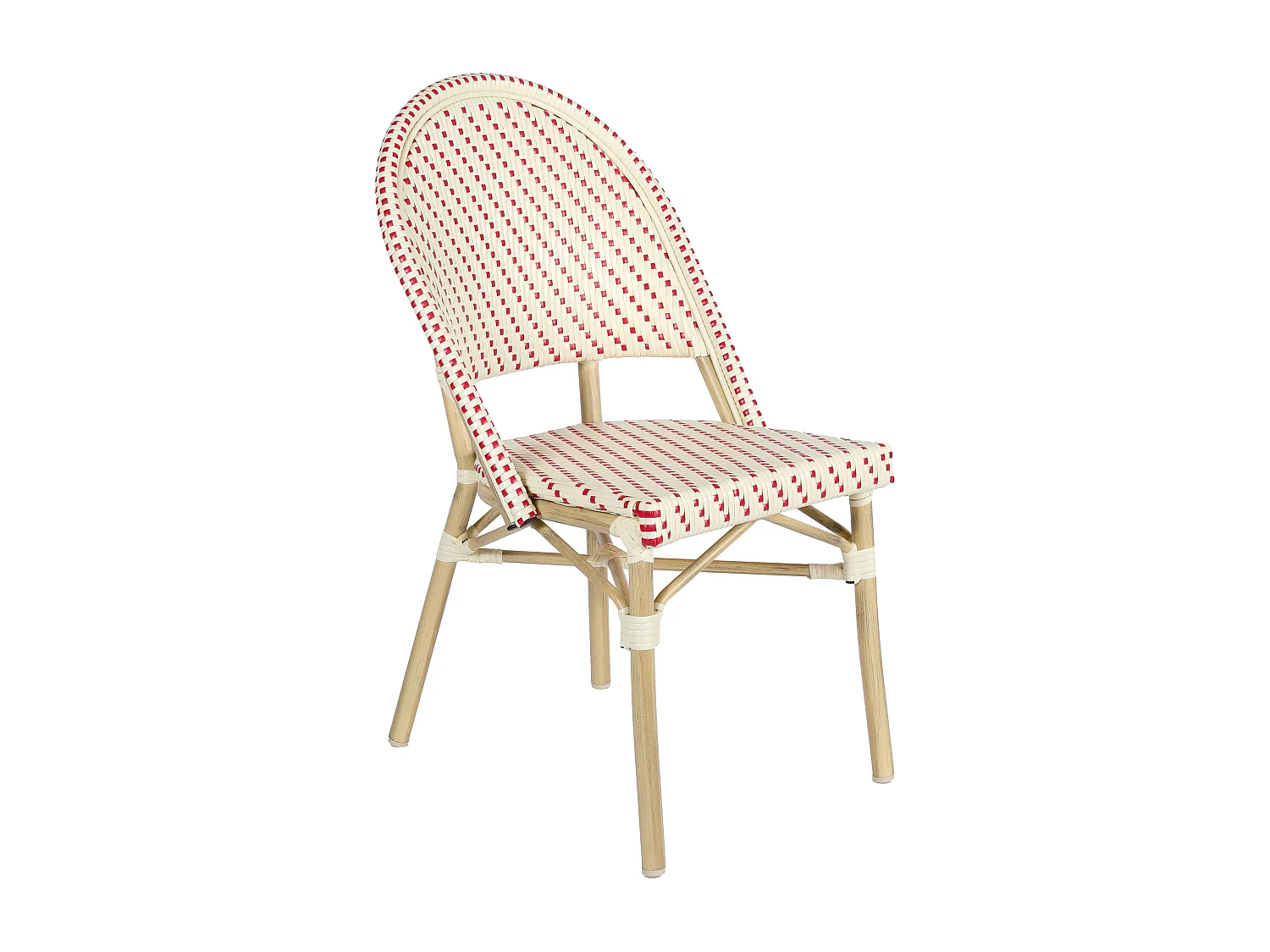 Table de terrasse 60cm inclinable marbre blanc et 2 chaises rouge
