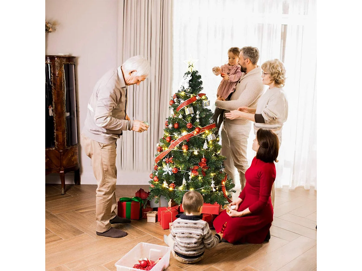 Sapin de noël artificiel 180CM, arbre de noël artificiel pour décoration de noël matériau pvc avec pied en métal