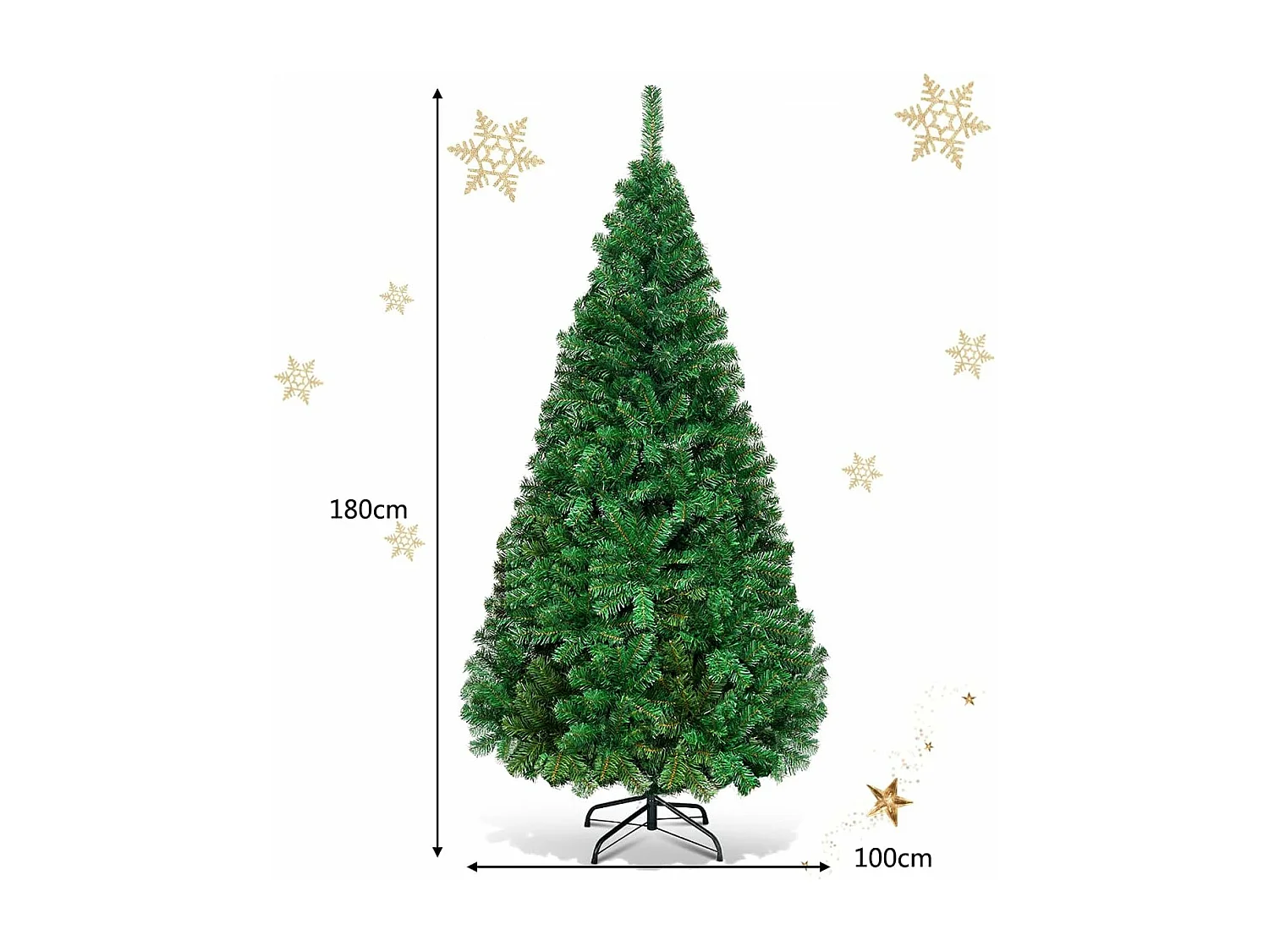 Sapin de noël artificiel 180CM, arbre de noël artificiel pour décoration de noël matériau pvc avec pied en métal