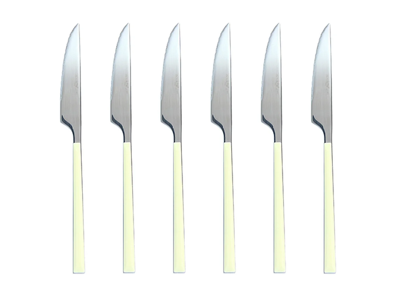 Novastyl - Lot 6 Couteaux De Table Colorama 23cm En Acier Inoxydable Creme