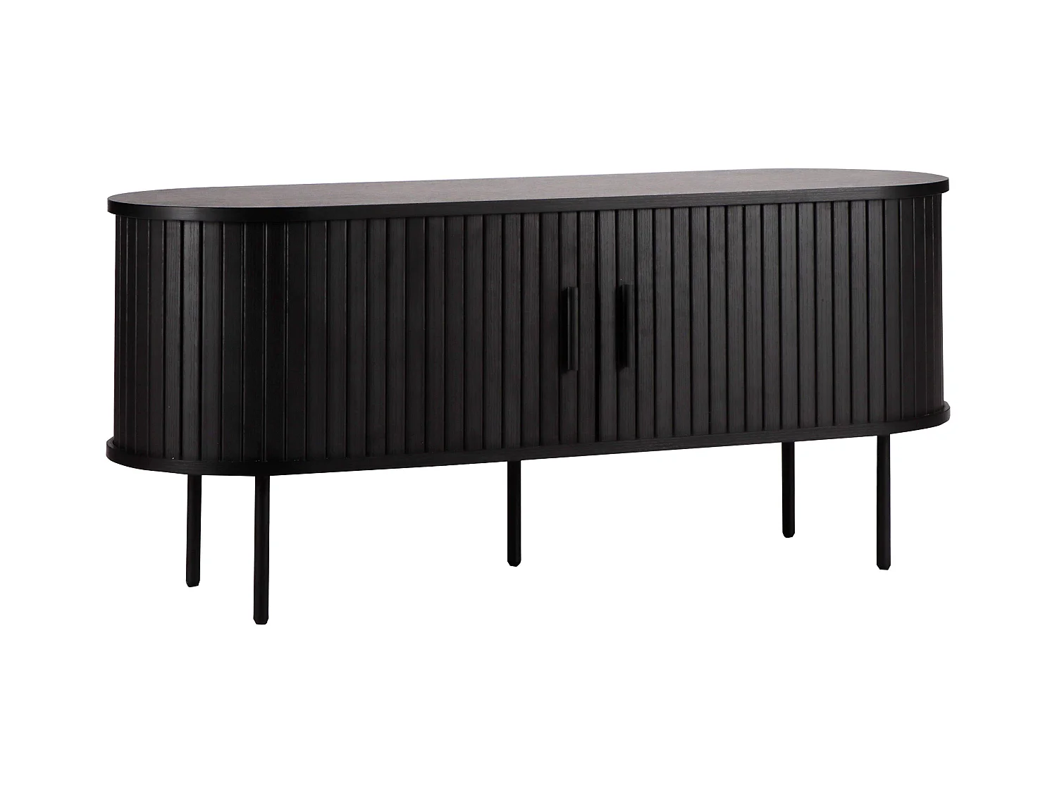 Meuble TV en mélaminé et acier 120 cm noir