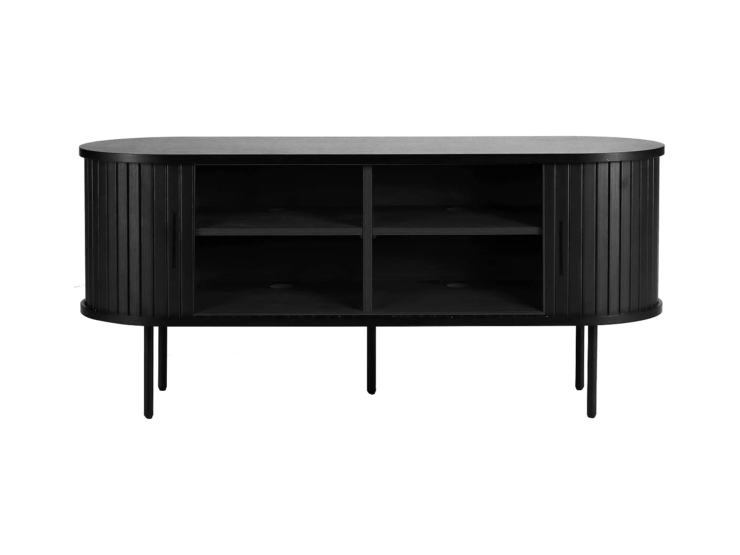 Meuble TV en mélaminé et acier 120 cm noir