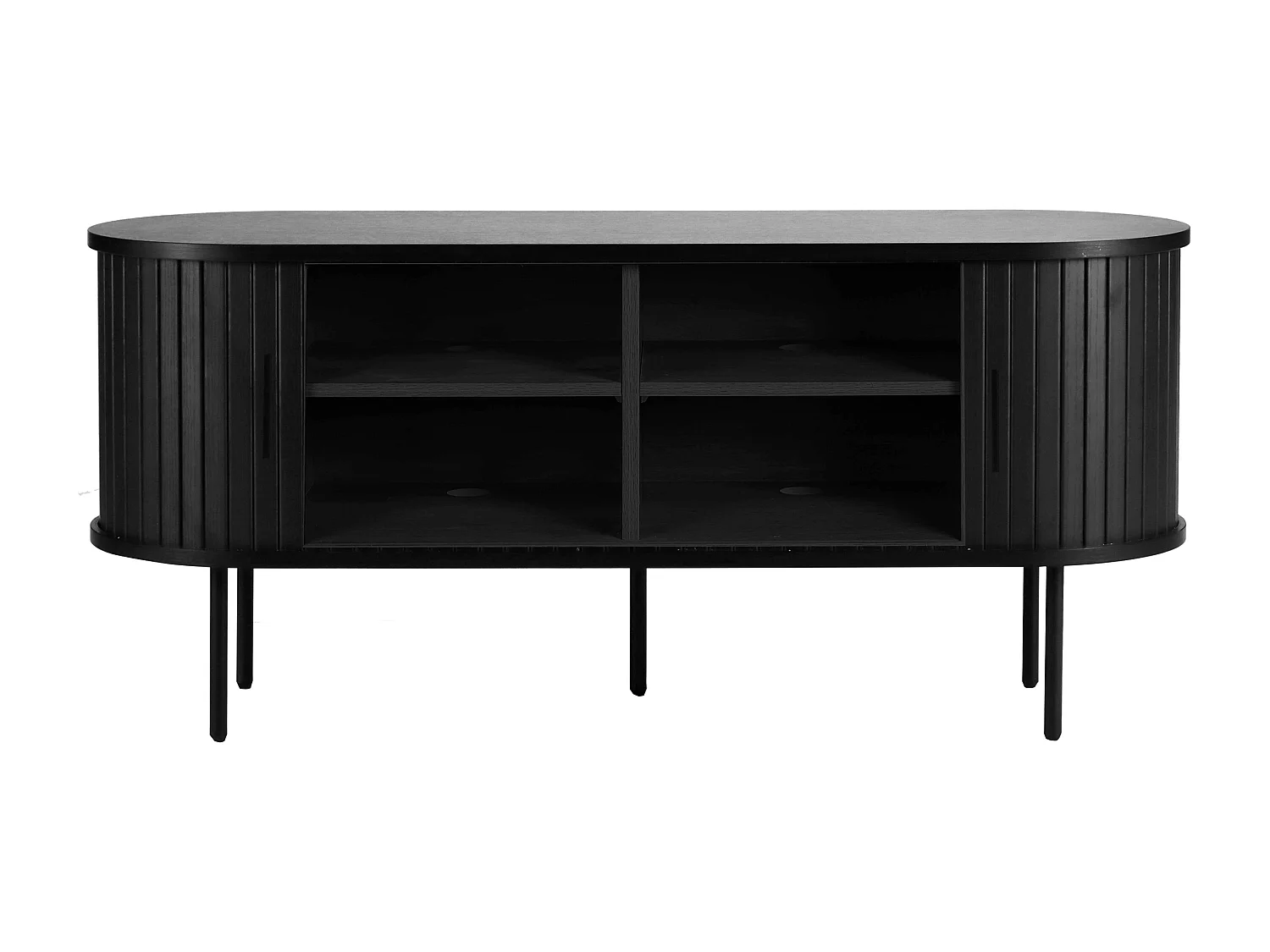 Meuble TV en mélaminé et acier 120 cm noir