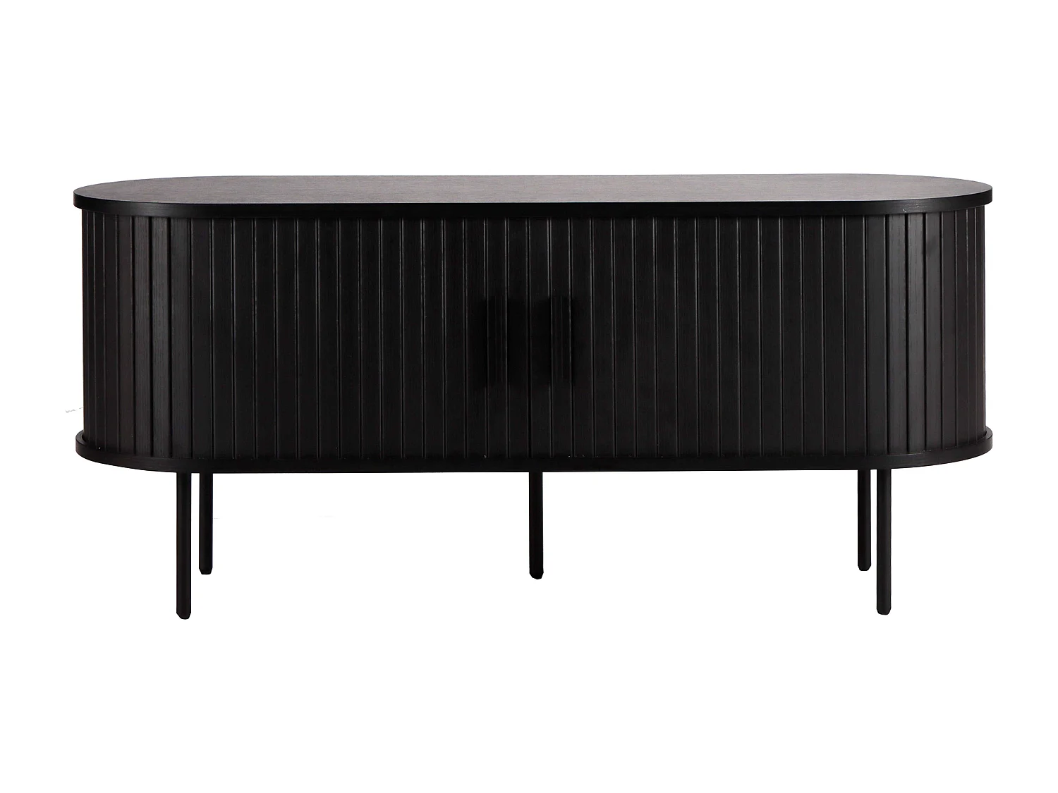 Meuble TV en mélaminé et acier 120 cm noir