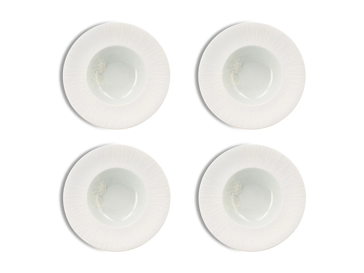 Ogo Living - Lot 4 Assiettes Gourmet Urus 23.5cm En Porcelaine Bleu Et Blanc