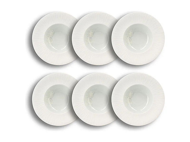 Ogo Living - Lot 4 Assiettes Gourmet Urus 23.5cm En Porcelaine Bleu Et Blanc