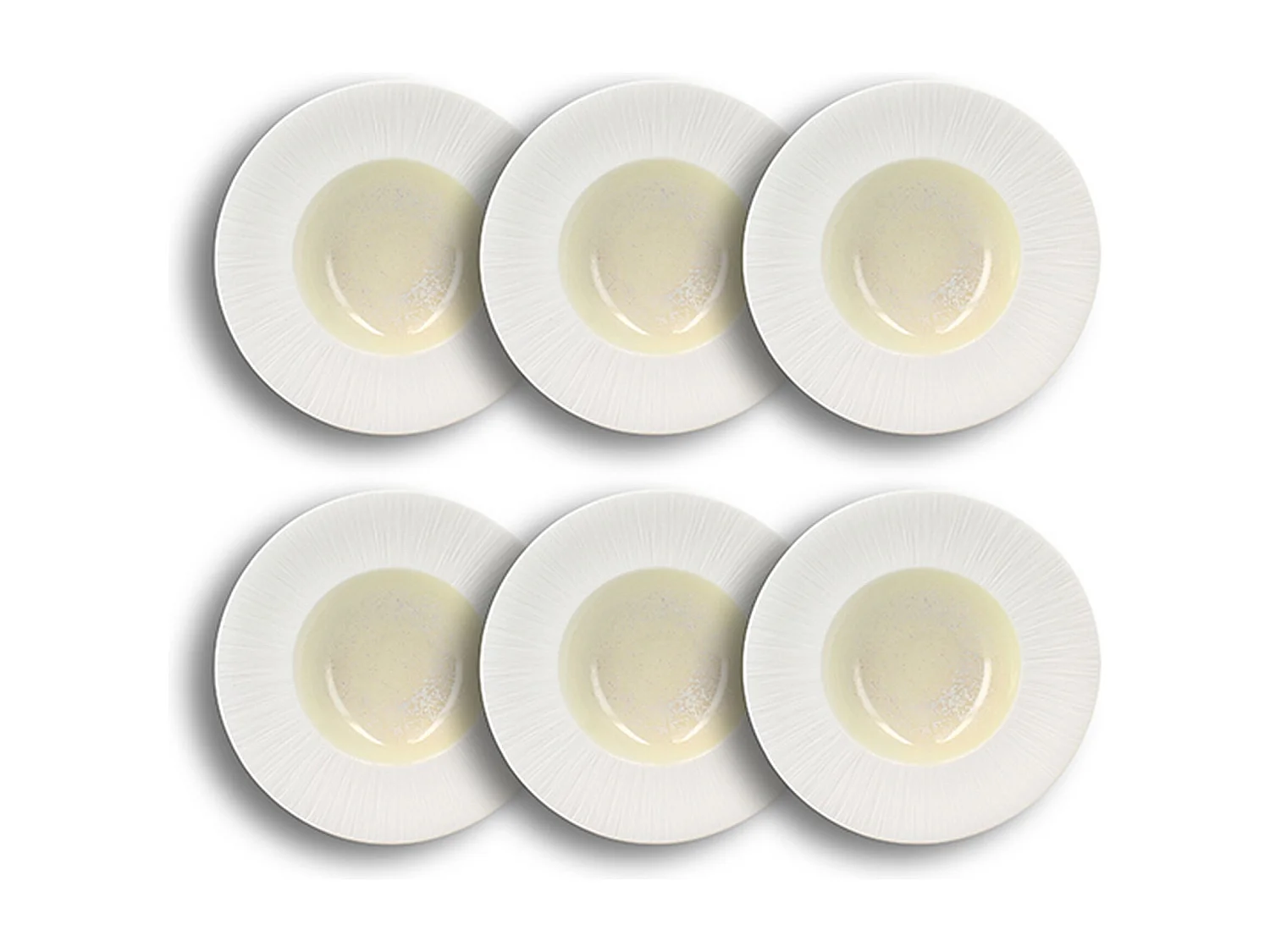 Ogo Living - Lot 4 Assiettes Gourmet Urus 23.5cm Porcelaine Beige Et Blanc