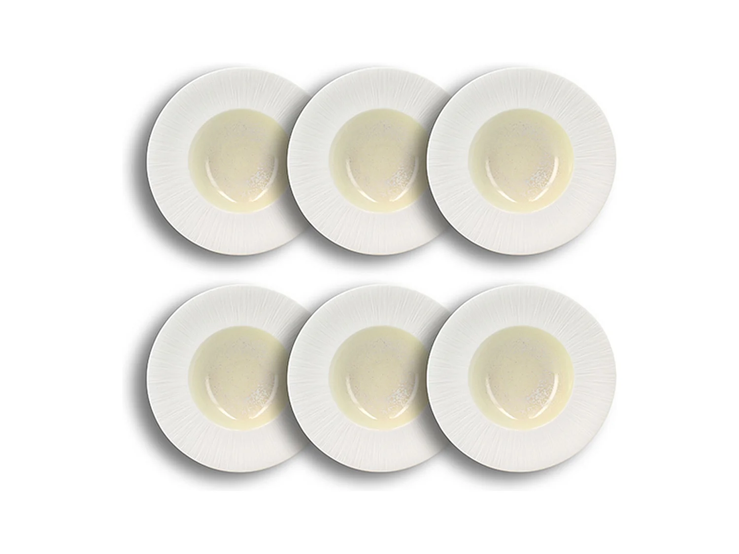 Ogo Living - Lot 4 Assiettes Gourmet Urus 23.5cm Porcelaine Beige Et Blanc