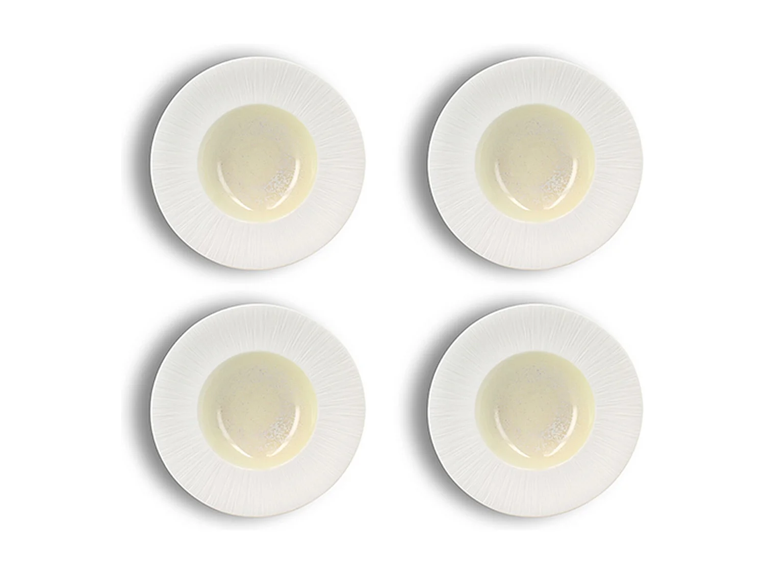 Ogo Living - Lot 4 Assiettes Gourmet Urus 23.5cm Porcelaine Beige Et Blanc