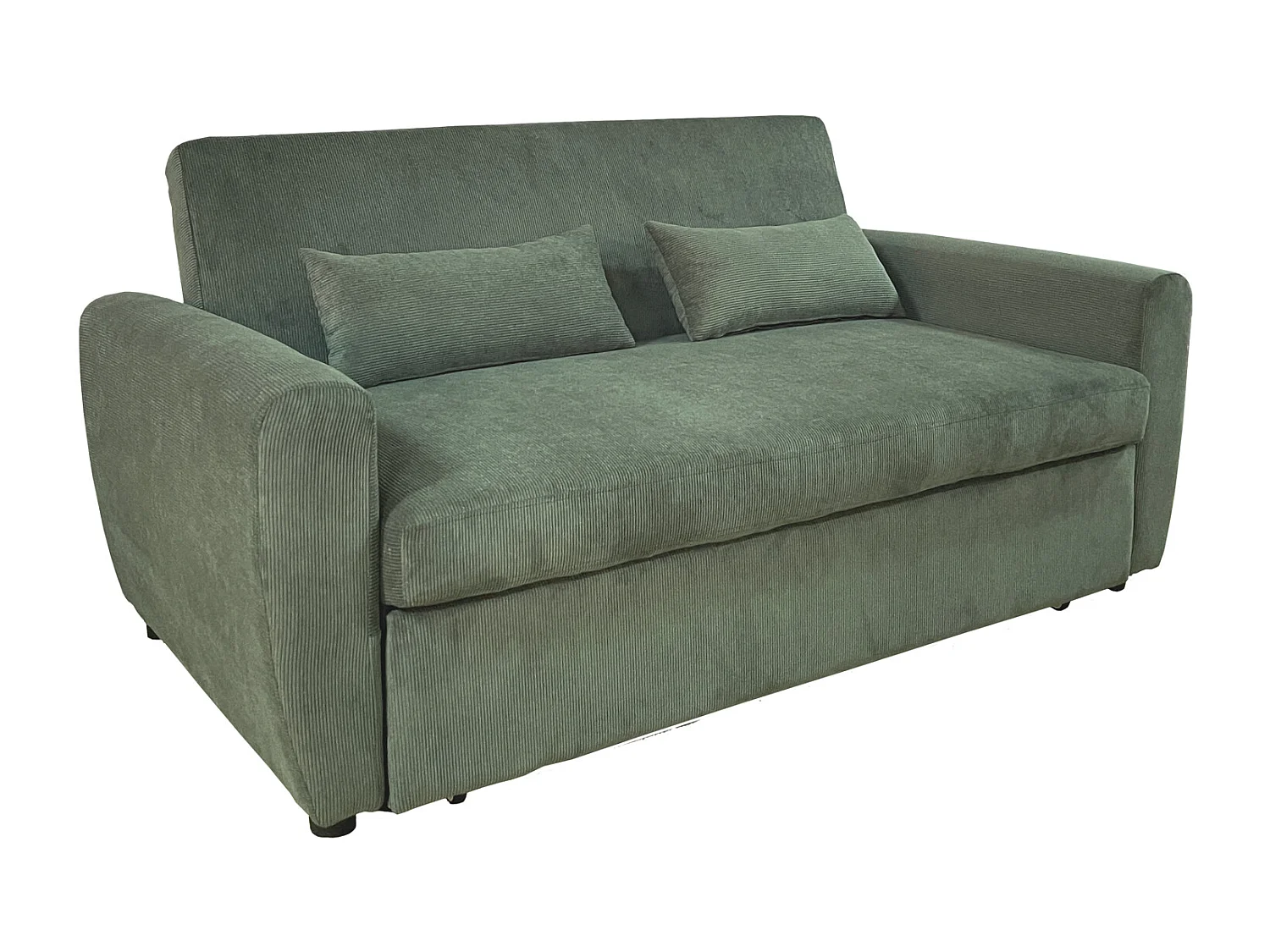 Canapé convertible en velours côtelé vert 2 places MATT - HAPPY GARDEN