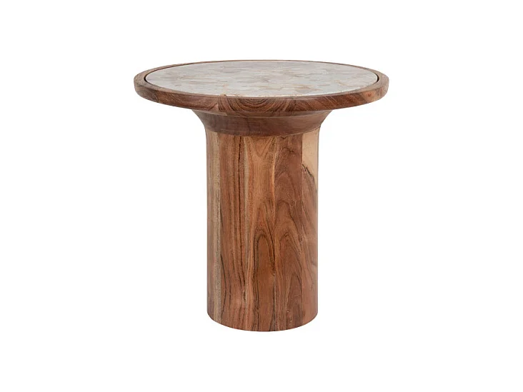 Tubo - Table d'appoint ronde en bois ø40cm - Bois foncé