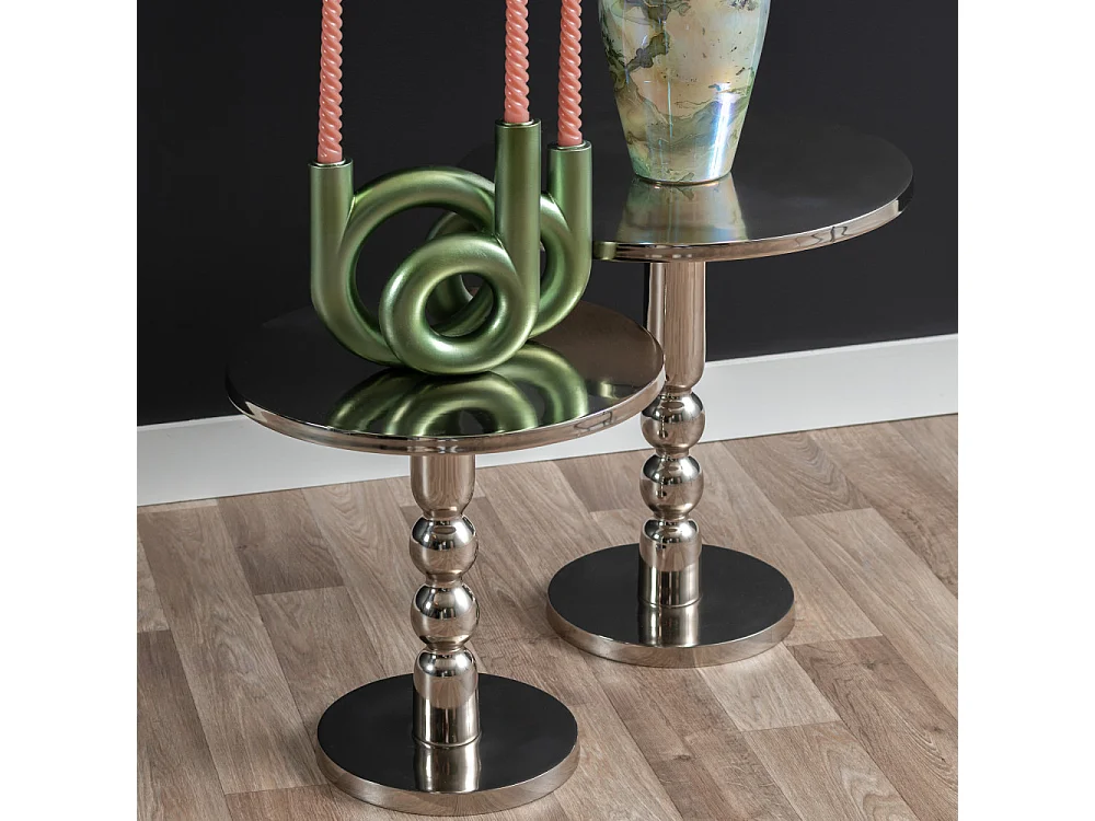 Sheen - Table d'appoint ronde en métal ø44cm - Chrome