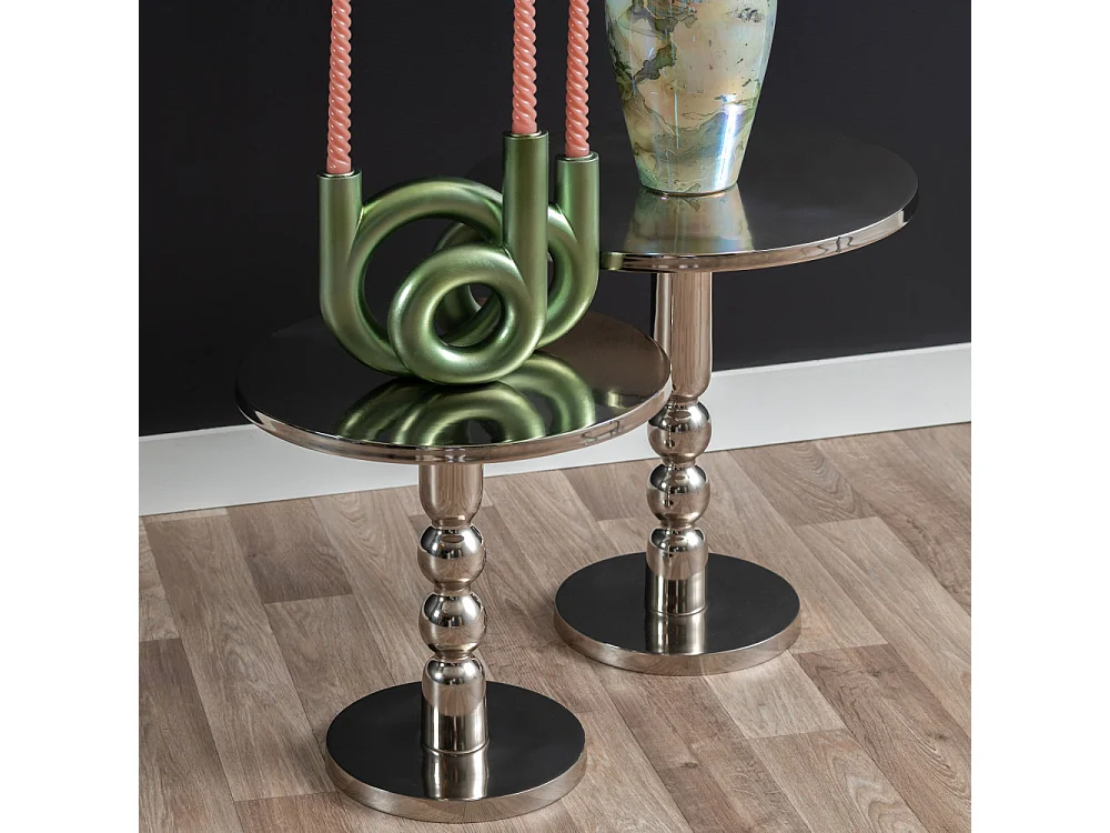 Sheen - Table d'appoint ronde en métal ø39.5cm - Chrome