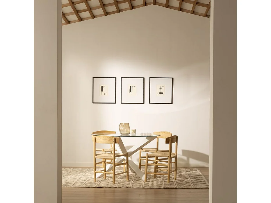 Sedia rattan, lamina naturale e pannello di mdf Naturale 44x79