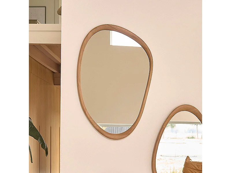 Espejo de madera de teca maciza de 75 cm