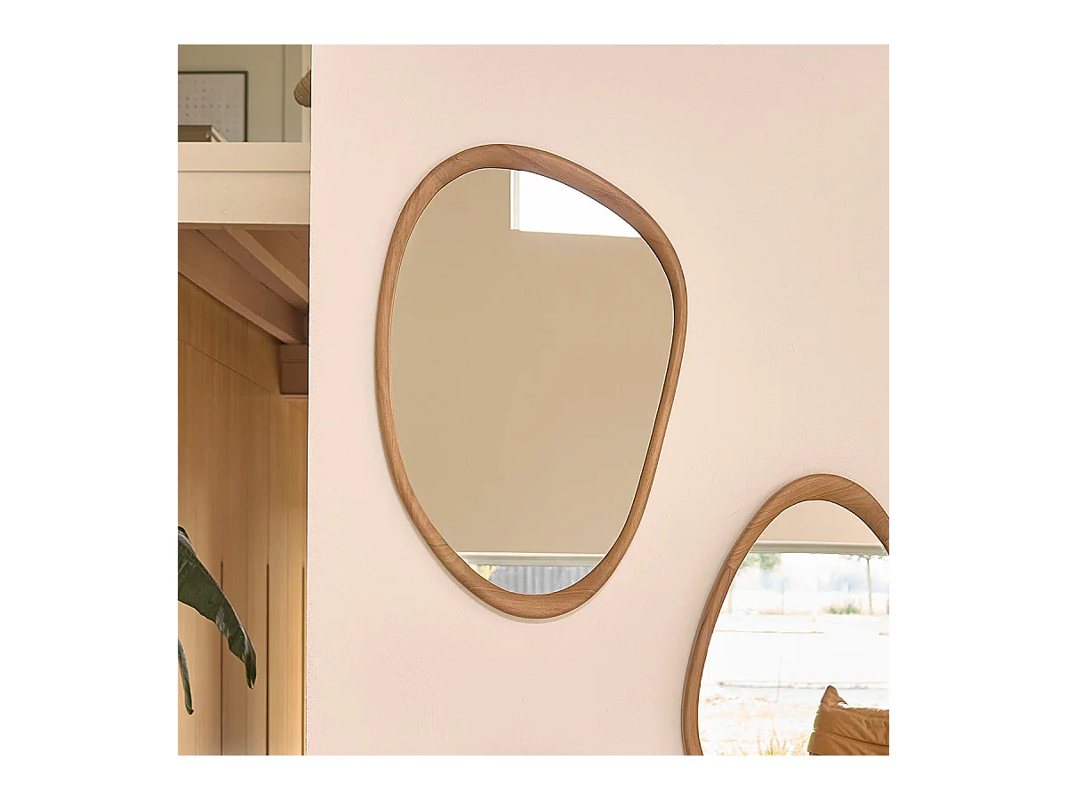 Miroir organique en teck massif 90 cm